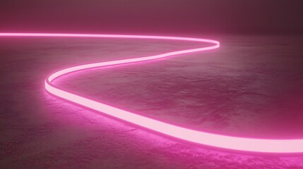 Pink neon light path on textured floor