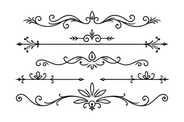 set of vintage calligraphic ornamental frame isolated on white background