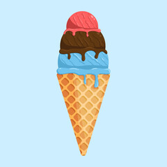 Triple Scoop Ice Cream Vector