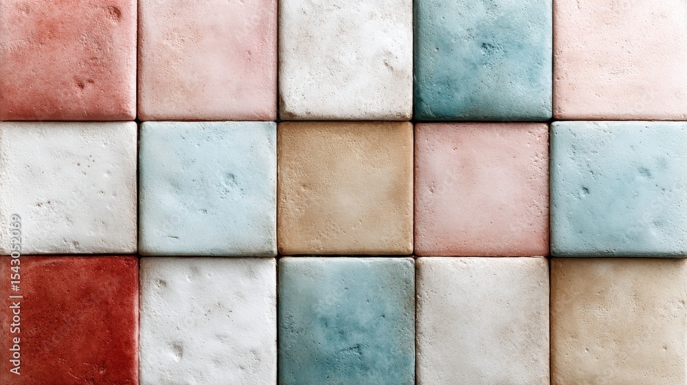 Poster this image features a beautifully arranged collection of colorful square tiles, showcasing a captiva