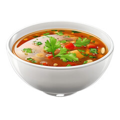 Savory soup bowl filled with colorful ingredients on a clean Transparent background, delicious soup bowl on PNG background