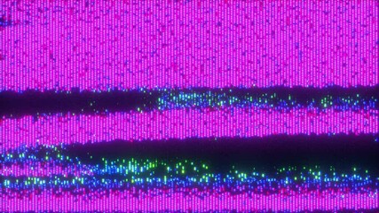 4K Seamless loop of magenta static glitch with pixel noise and CRT scanlines, analog video distortion and chromatic interference for motion graphics overlay, screen mode, retro TV aesthetic - Powered by Adobe