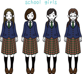 ブレザー制服の女子高生4人組