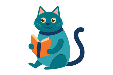 Obraz premium Cat reading book isolated on white background