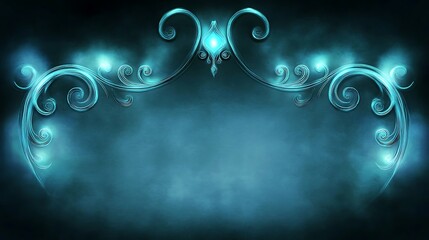 Mystical teal frame, ornate design