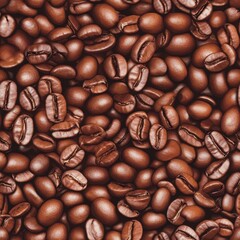 Naklejka premium Roasted Coffee Bean's Textural Symphony: A close-up perspective of meticulously roasted coffee beans, showcasing their rich texture and inviting aroma, perfect for any coffee lover.
