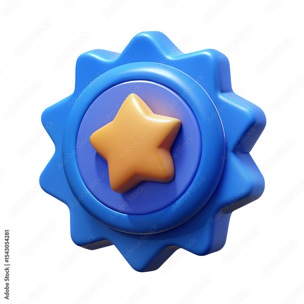 Poster blue new badge 3d rendering isolated on white background