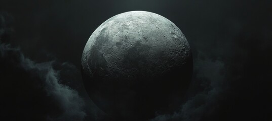 Stunning Detailed Image of Moon s Surface Textures and Craters Captured in Twilight Misty Atmosphere