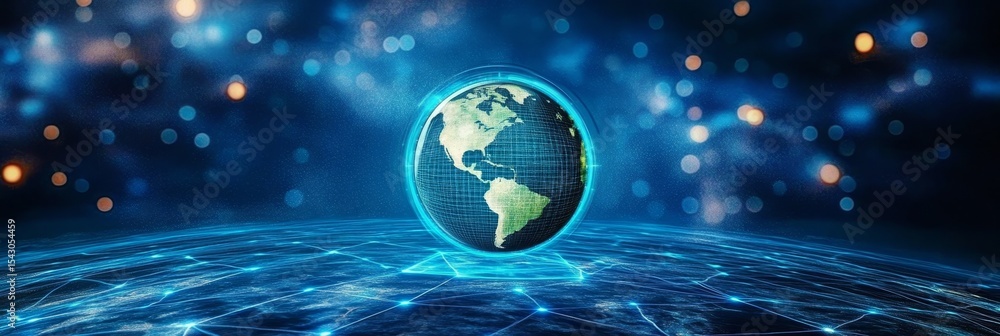 Poster geoinformatics globe visualization geospatial analysis and modern digital technology networks