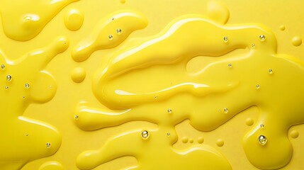 Abstract yellow liquid textures with golden beads