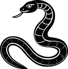 Stylized black snake with white highlights and forked tongue illustration