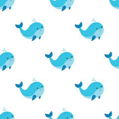 cute whale seamless pattern