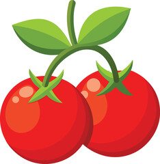 red tomato with green leaves