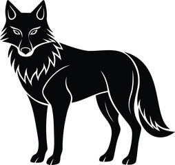 Elegant Black and White Image of a Wolf Standing Proudly on Alert