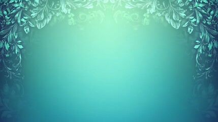Teal background, ornate floral border