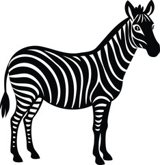 Striking Black and White Zebra Illustration Standing Tall with Graceful Stripes