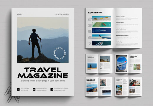 Adventure Travel Magazine Layout with Clean Editorial Design