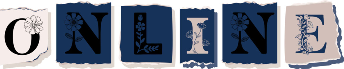 ONLINE Floral Typography of a Concept Word � Elegant Torn Paper Letter Design