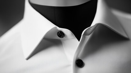 Tailored White Shirt with Black Collar and Buttons. Fashionable Clothing Design for Modern Lifestyle