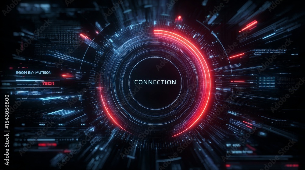 Poster futuristic abstract computer interface visualizing internet connectivity and speed test results