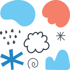 Blob shapes hand drawing element set