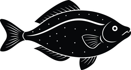 Simple black and white drawing of a dotted fish side profile