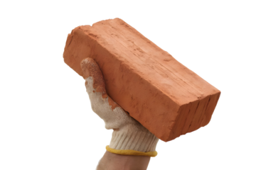 Hand hold red a brick png