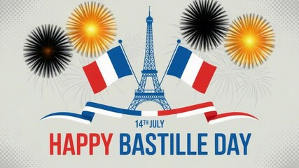 Bastille Day Celebration: Eiffel Tower, Flags, and Fireworks