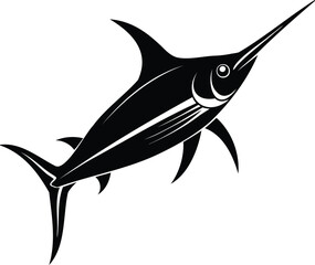 Elegant Black and White Vector Graphic of a Majestic Swordfish Illustration