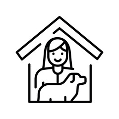pet sitter black line icon for digital and print projects.