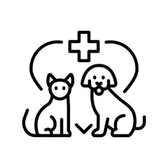 Veterinary Care black line icon for digital and print projects.