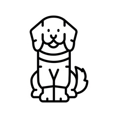 dog in clothes black line icon for digital and print projects.