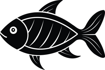 Elegant monochromatic illustration of a stylized fish with defined fins and scales