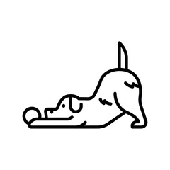 dog play black line icon for digital and print projects.