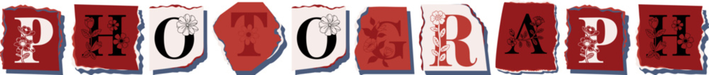 PHOTOGRAPH Floral Typography of a Concept Word � Elegant Torn Paper Letter Design