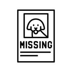 lost pet help black line icon for digital and print projects.