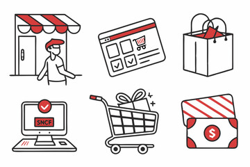 shopping icon set
