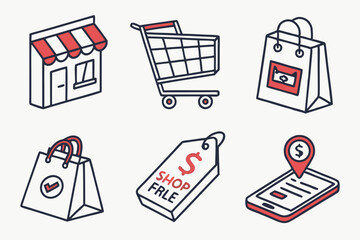 shopping icon set