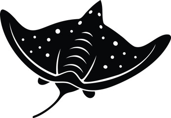 Simple stylized vector illustration of a stingray silhouette with dotted pattern