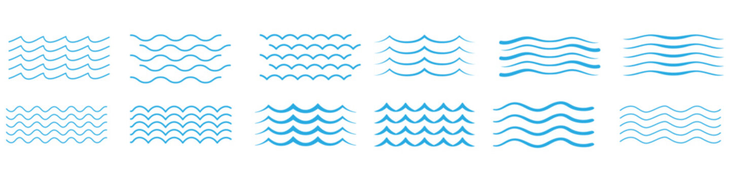 Wave vector icon set. Water waves illustration sign collection. Water symbol. Ocean logo. Sea icons web set.
