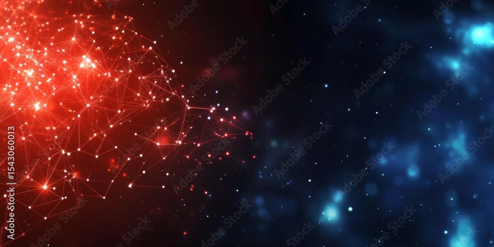 Poster abstract technology polygonal background with interconnected nodes for data analysis and innovation.