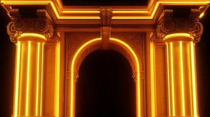 Golden archway, glowing