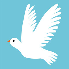 Vibrant White Dove Flying Against Blue Sky Vector