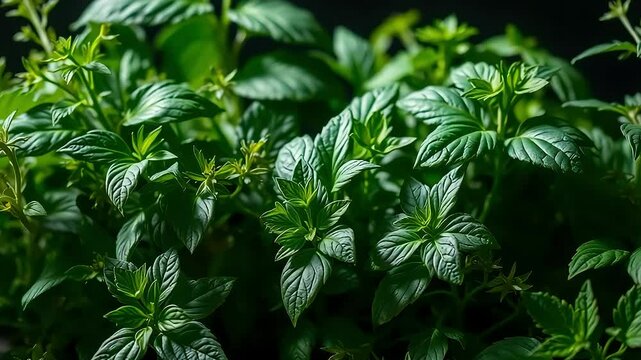 Vibrant Close-up of Fresh Green Basil Leaves