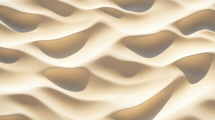 Fototapeta premium Smooth sand dunes with soft shadows create an abstract and serene desert landscape bathed in warm, golden light.