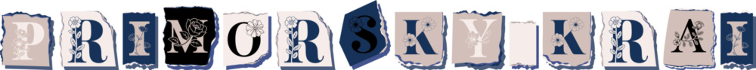 PRIMORSKY KRAI Floral Typography of a Russian Region � Elegant Torn Paper Letter Design