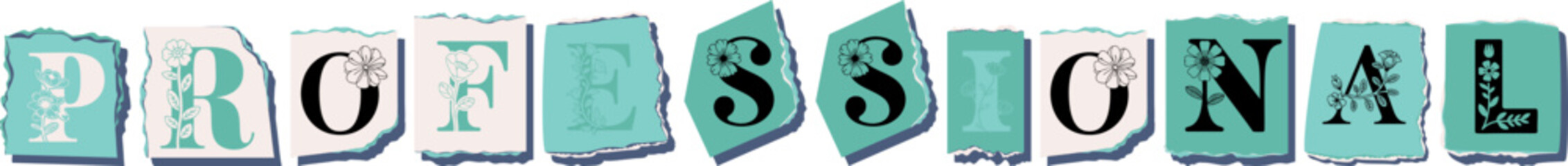 PROFESSIONAL Floral Typography of a Concept Word � Elegant Torn Paper Letter Design