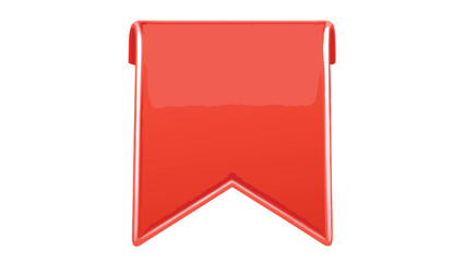 Illustration of a glossy red bookmark with a distinctive pointed bottom edge on a white background