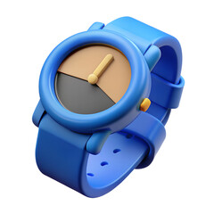 Blue Wrist Watch Icon 3D Rendering Isolated