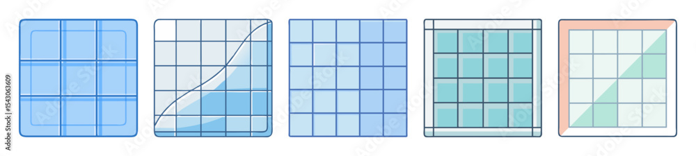 Poster illustration depicting data visualization concepts using grid based charts and infographics